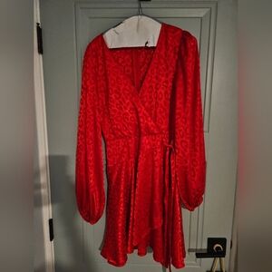 Vici Red Leopard Print Wrap Dress